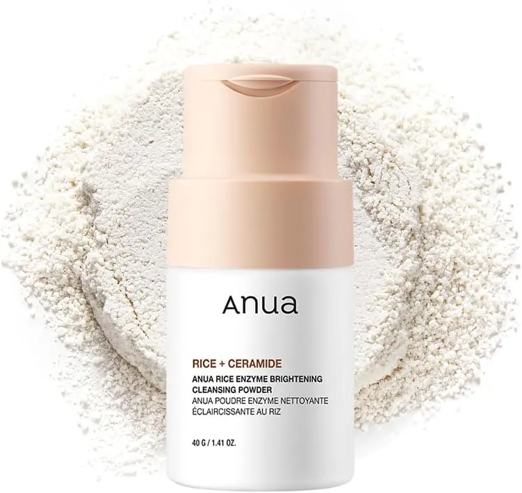ANUA Rice Enzyme Brightening Cleansing Powder Rice Mask, Ceramide, Gentle Face Wash for Brightening, Radiant Skin, Facial Cleanser for Dry Skin, Korean Skincare, Fragrance Free, 40g